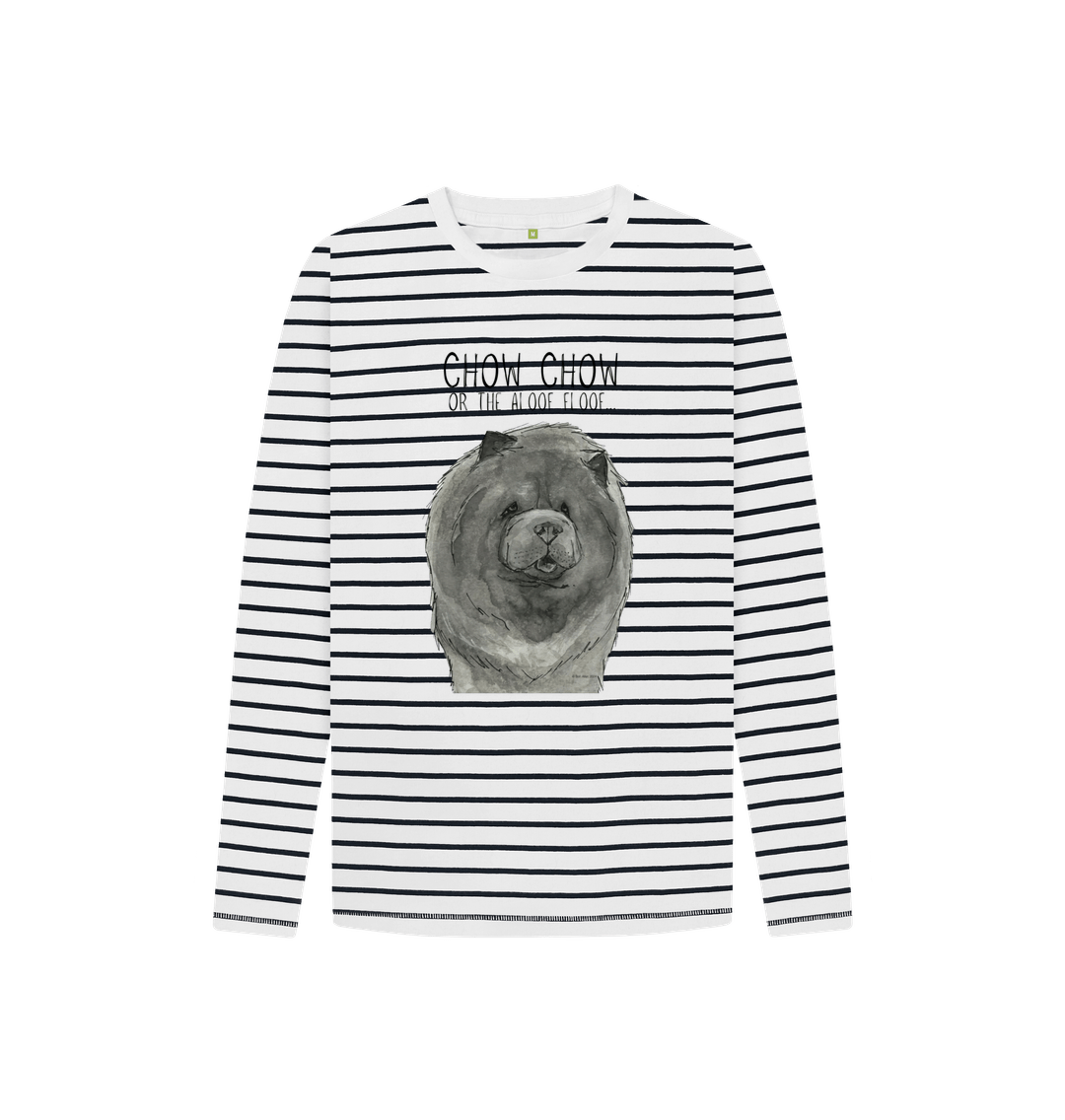 Navy Stripes Blue Chow Chow Child's Breton Long Sleeved T Shirt