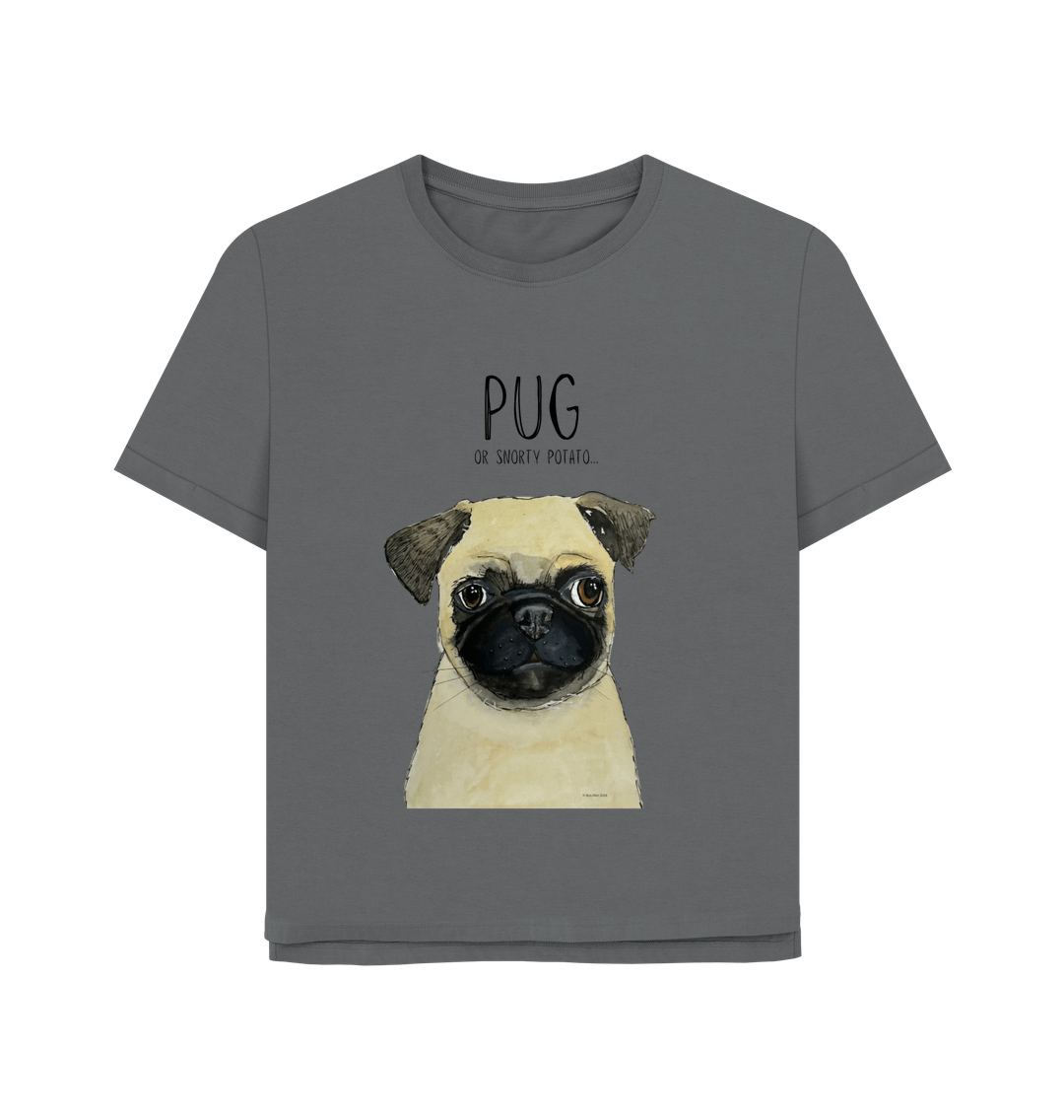 Slate Grey Pug Women's Relaxed Fit T Shirt