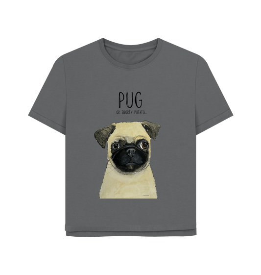 Slate Grey Pug Women's Relaxed Fit T Shirt