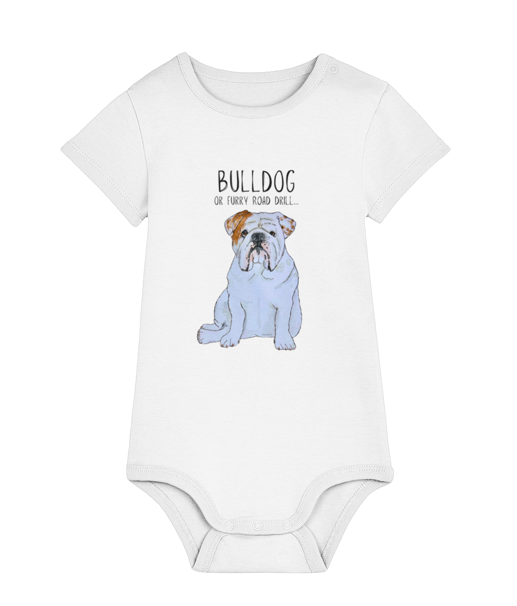 Furry Road Warrior: Bulldog Baby Bodysuit for Little Rebels!