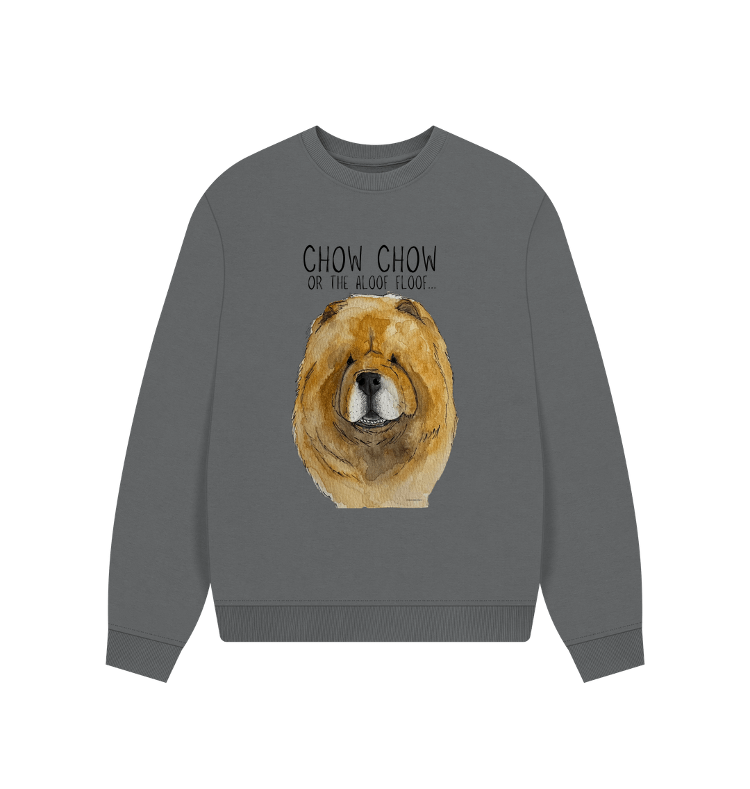 Slate Grey Red Chow Chow Ladie's Oversized Sweatshirt