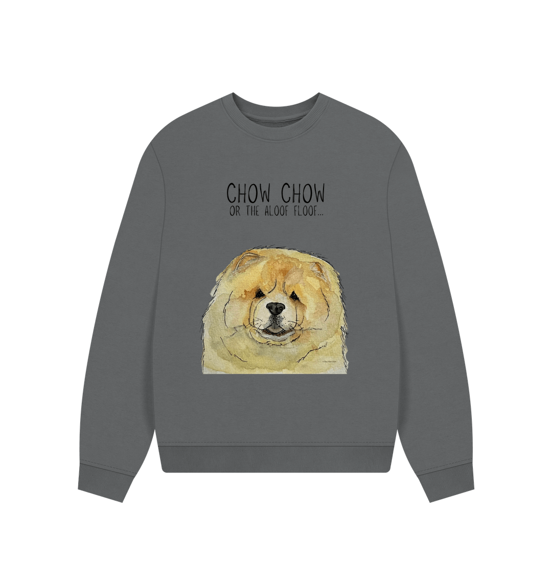 Slate Grey Fawn Chow Chow Women's Oversized Sweatshirt