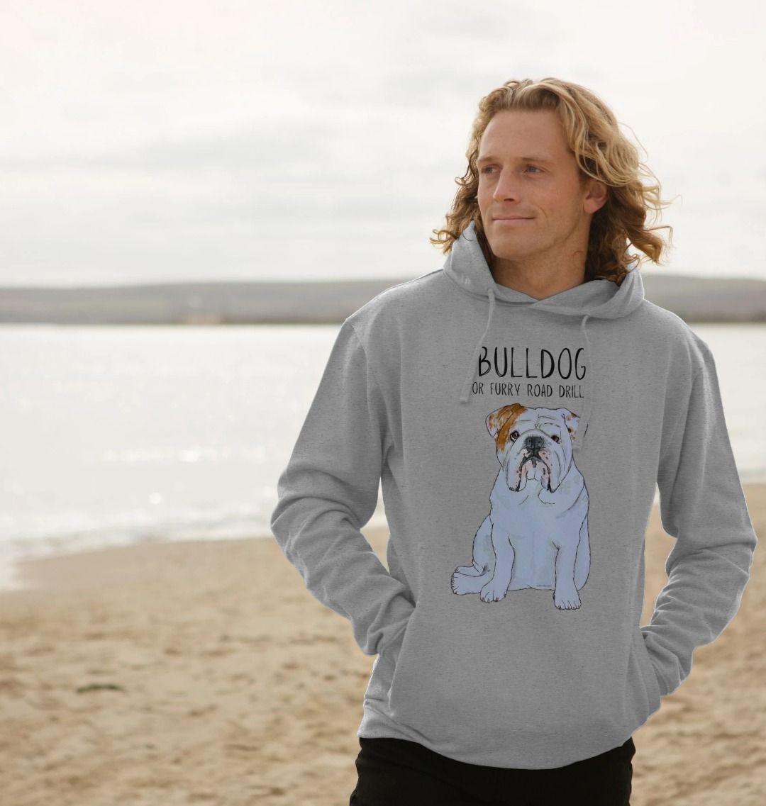 Bulldog Power: Furry Road Drill Men’s Hoodie for Ultimate Cool!