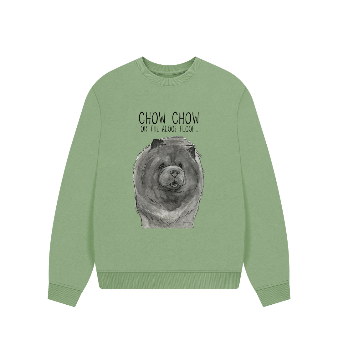 Sage Blue Chow Chow Women's Oversized Sweatshirt