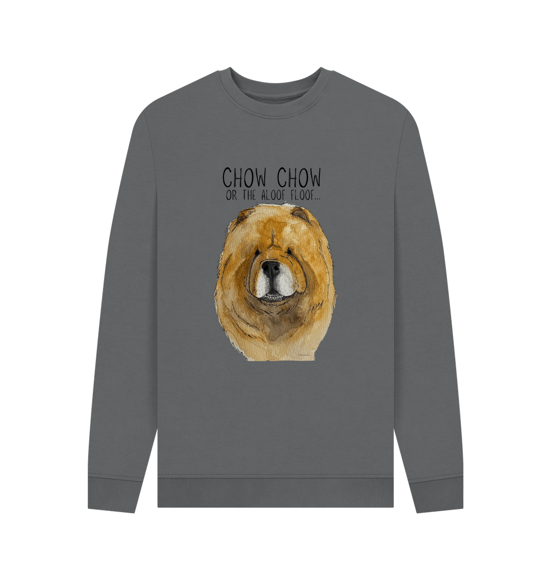 Slate Grey Red Chow Chow Men's Crew Neck Sweatshirt