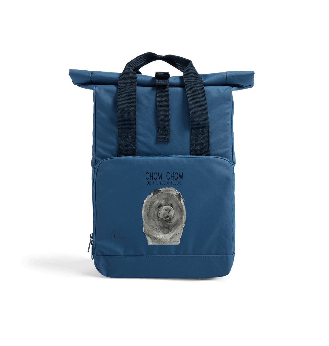 Airforce Blue Blue Chow Chow Chic: Aloof Floof Roll-Top Backpack