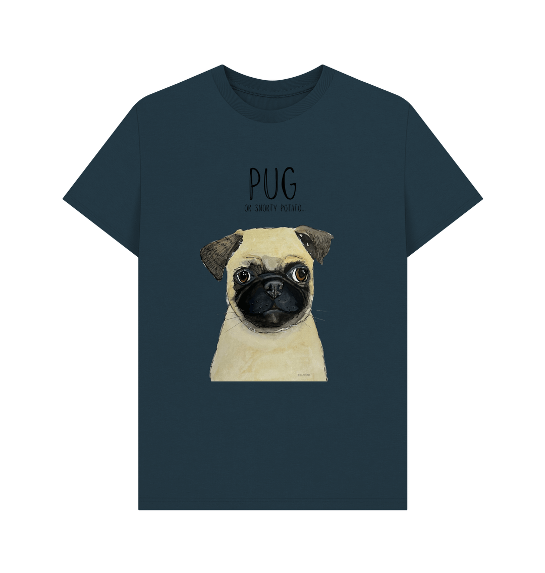 Denim Blue Pug Men's T Shirt