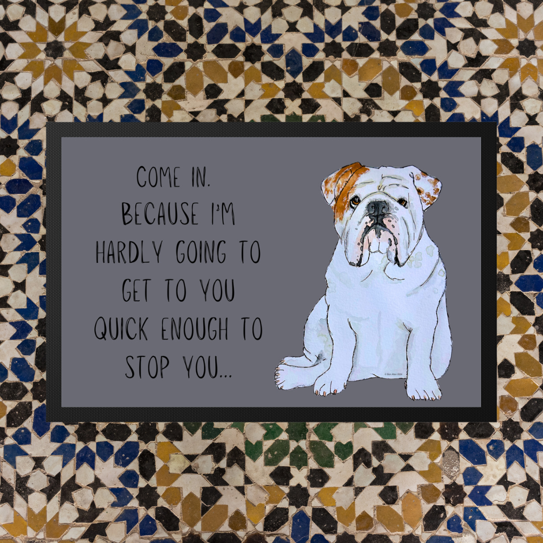 Bulldog Doormat: Welcome, But Don’t Expect a Speedy Greeting!