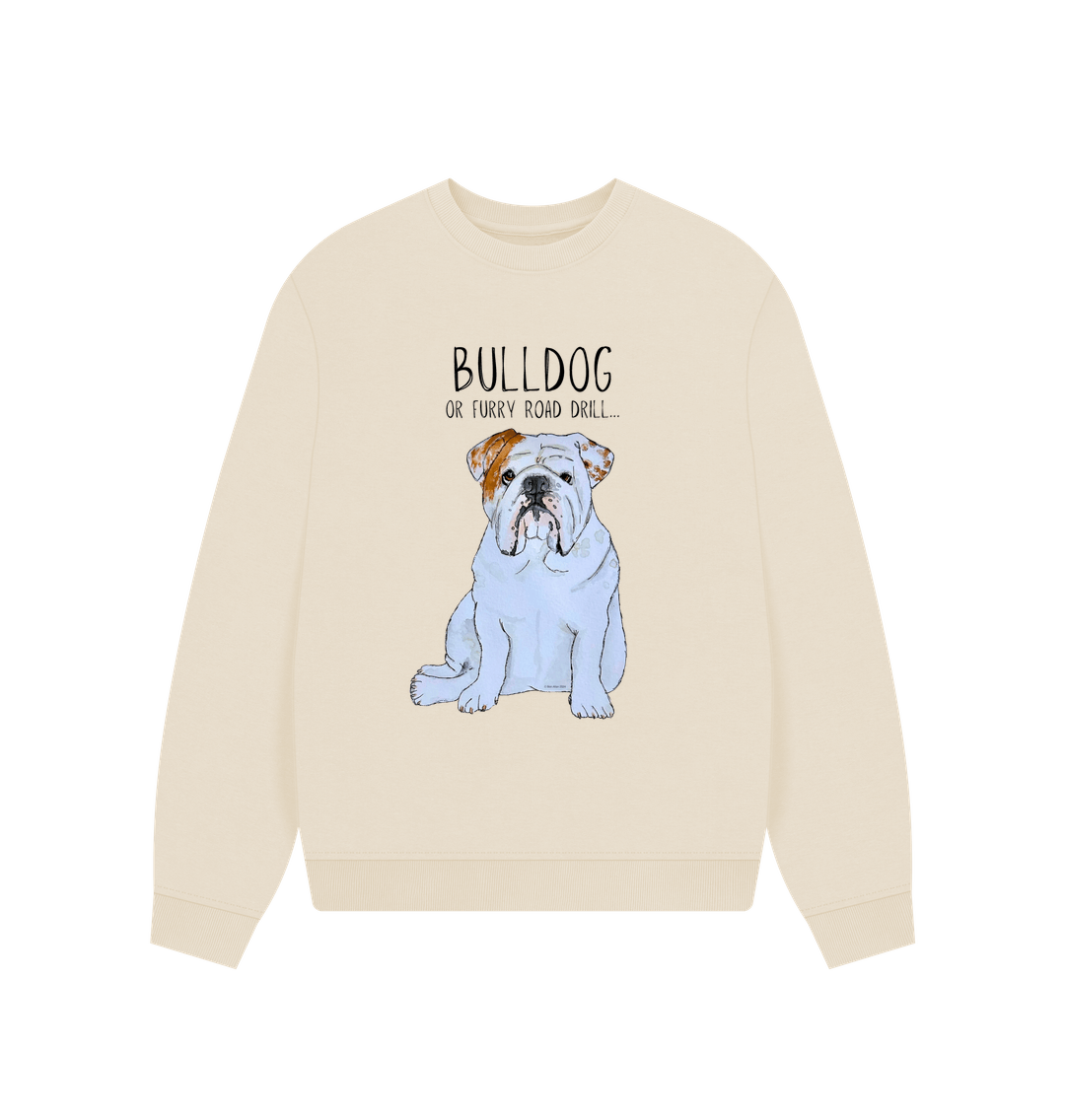 Oat Bulldog Bliss: Furry Road Drill Oversized Sweatshirt for Fierce & Cozy Style!