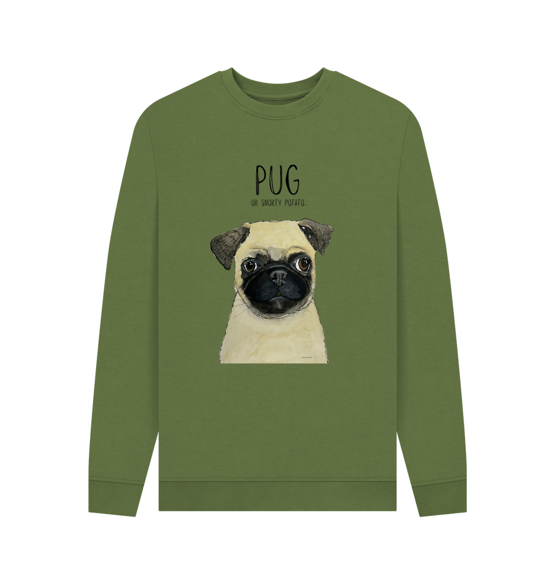 Khaki Pug Men's Crew Neck Sweatshirt