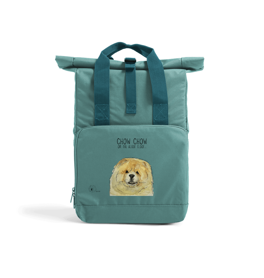 Sage Green Fawn Chow Chow Chic: Aloof Floof Roll-Top Backpack