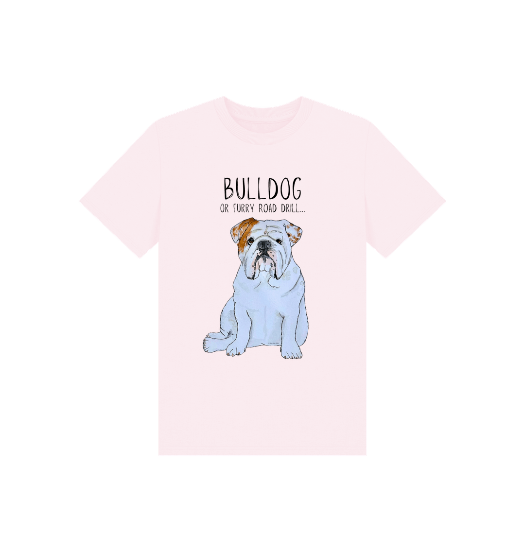 Pink Paw-some Power: Furry Road Drill Bulldog Kid\u2019s T-Shirt for Mini Rebels!