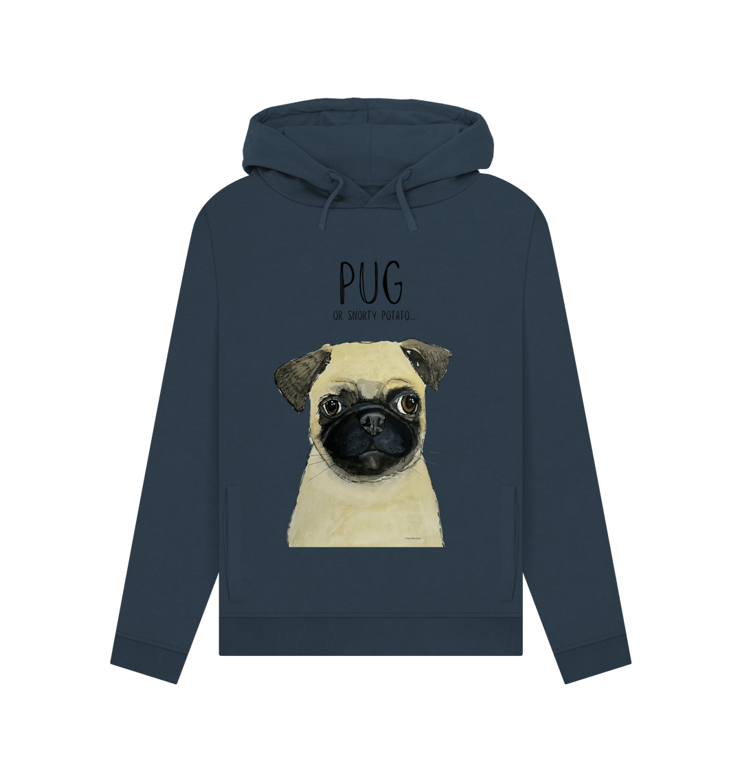 Navy Blue Pug Women's Hoodie