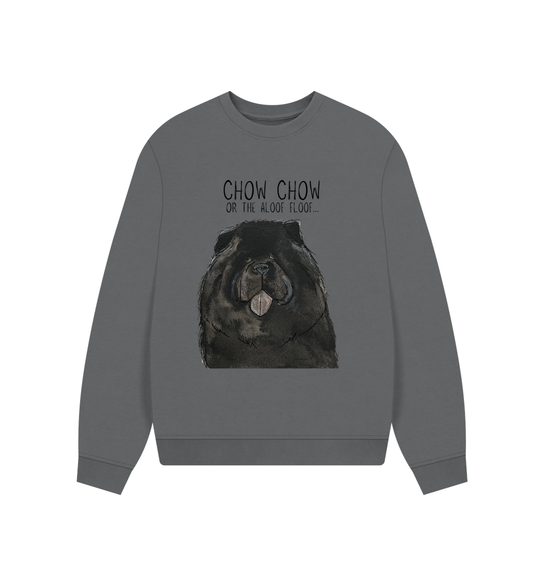 Slate Grey Black Chow Chow Women's Oversized Sweatshirt