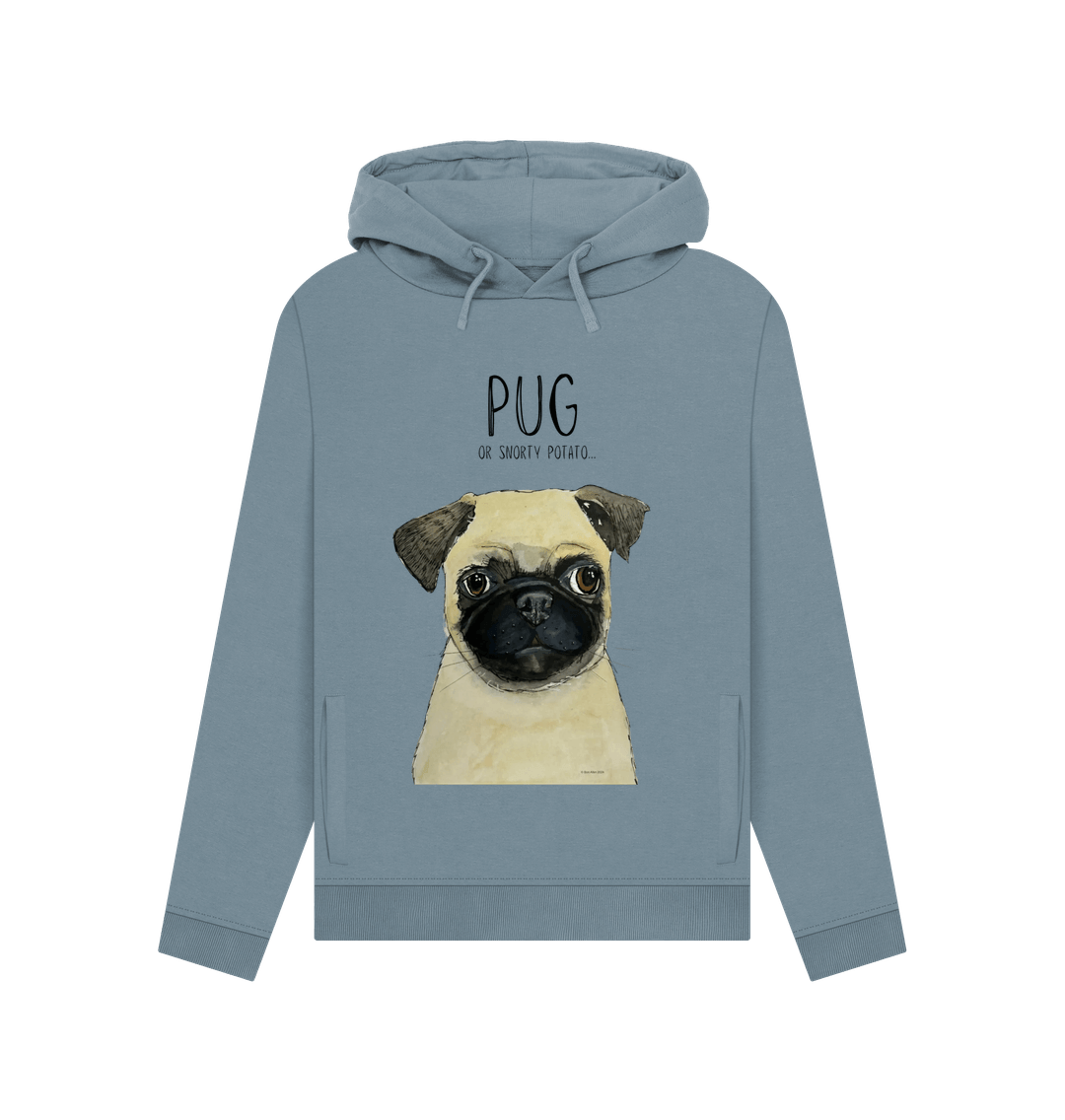 Stone Blue Pug Women's Hoodie