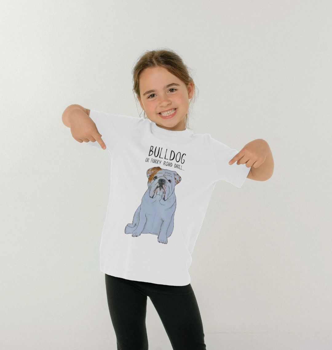 Paw-some Power: Furry Road Drill Bulldog Kid’s T-Shirt for Mini Rebels!