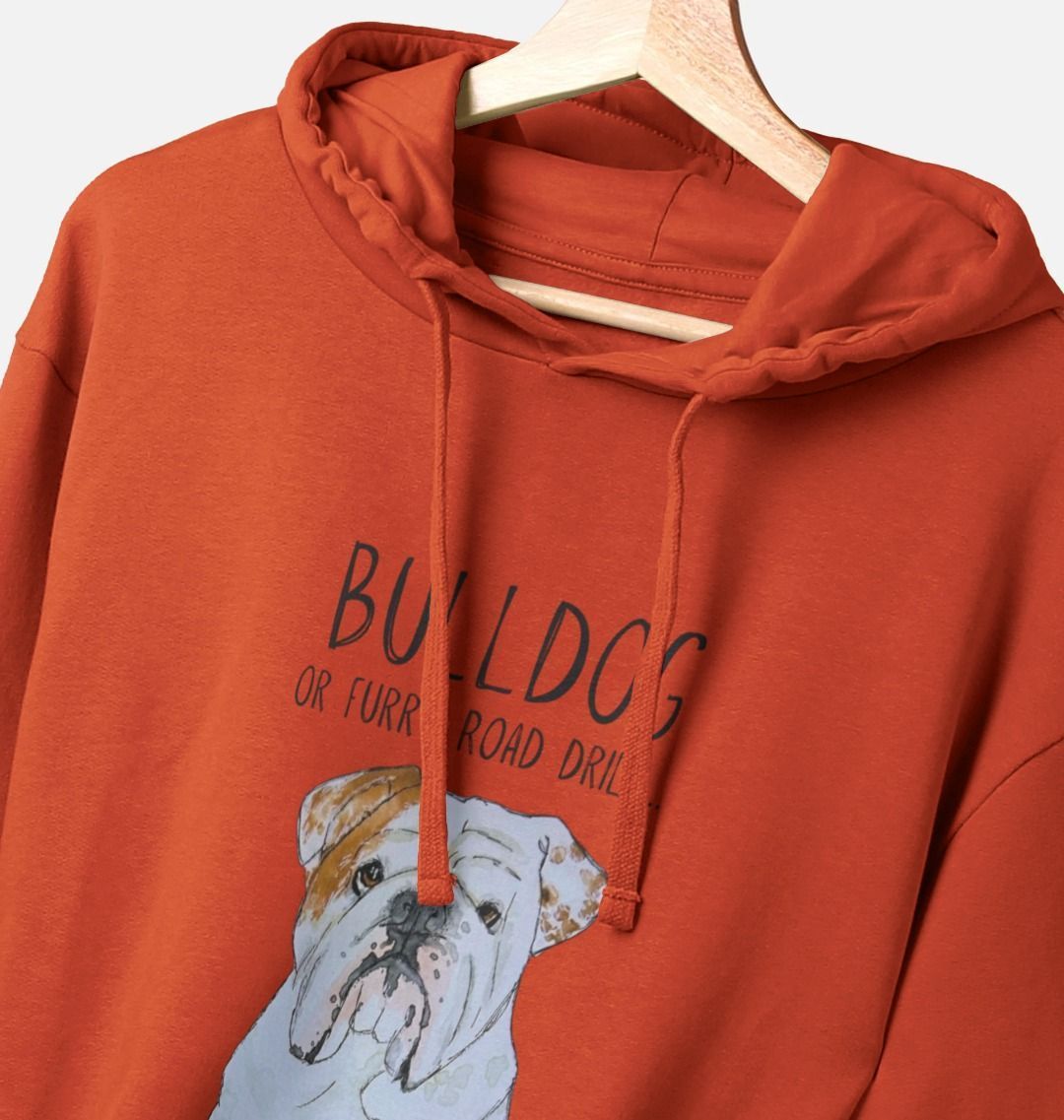 Bulldog Power: Furry Road Drill Men’s Hoodie for Ultimate Cool!